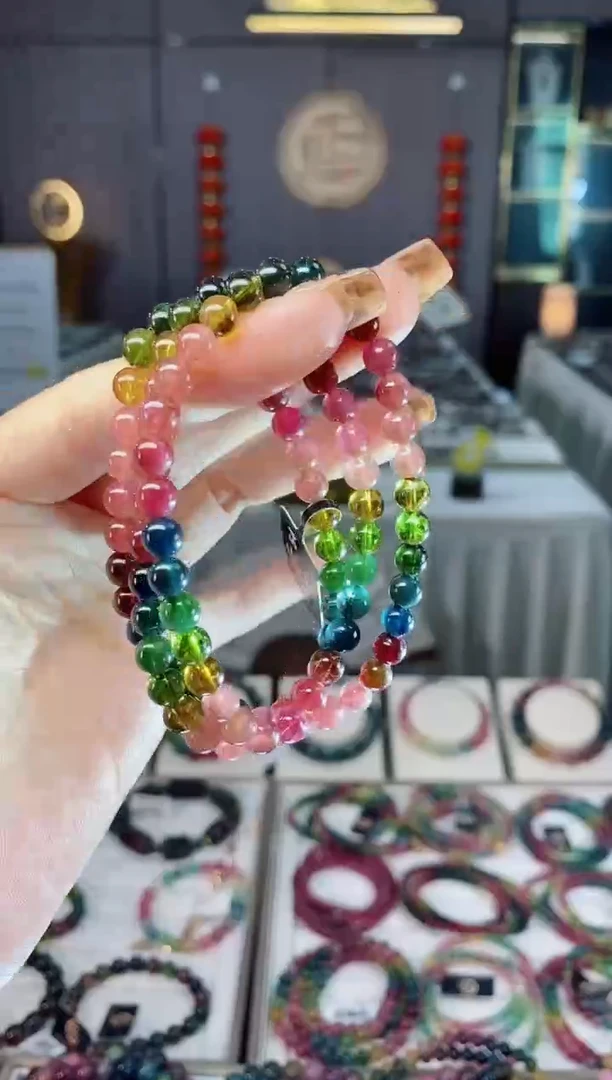 未镶嵌收藏级老矿色标三圈手串6mm+碧玺dan多样性发货一条