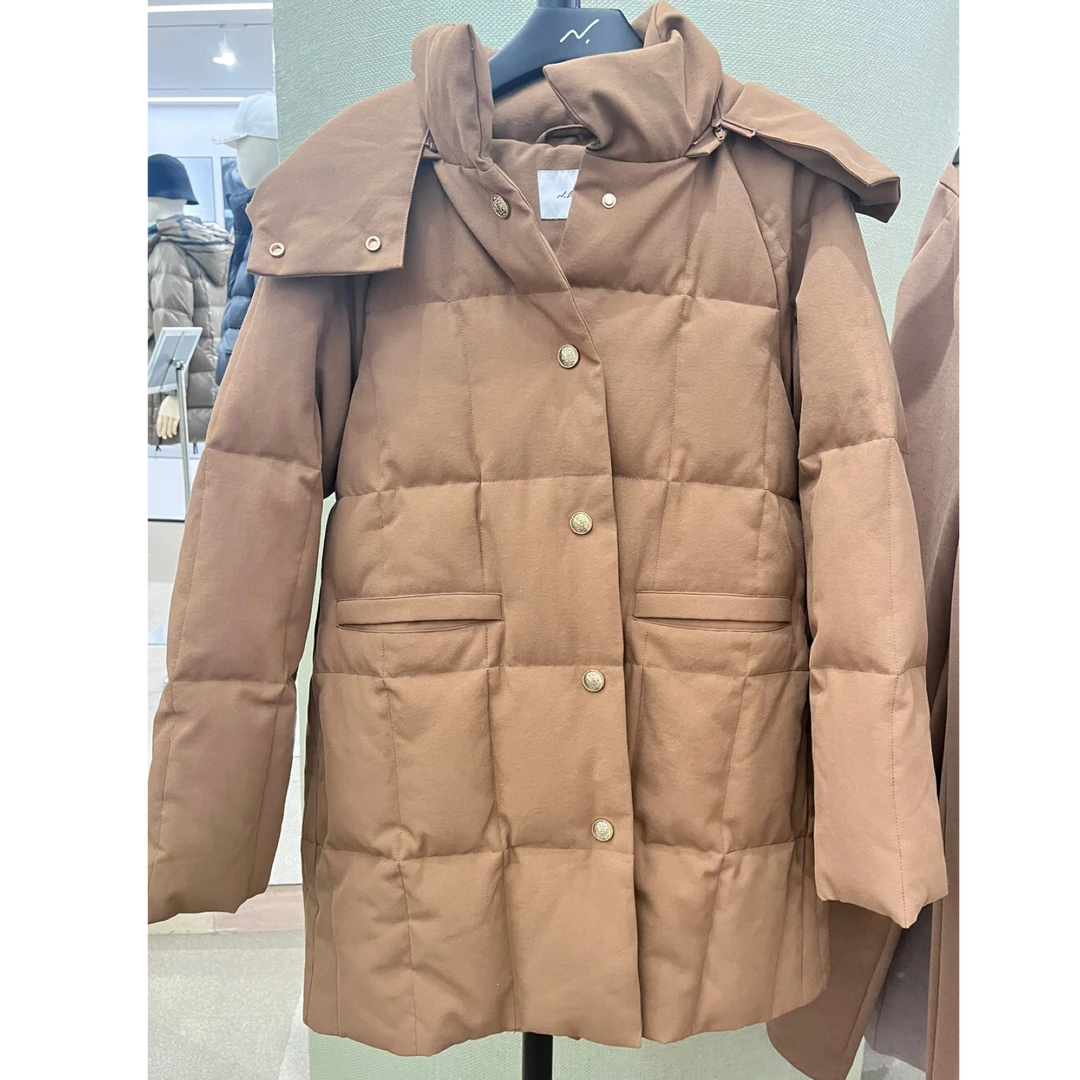 N.PAIA恩派雅2024秋冬新款方形绗缝鹅绒羽绒服女