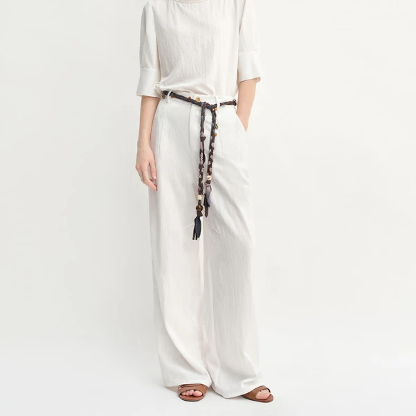 独束大码女装后松紧腰宽松阔腿休闲裤时尚休闲通勤裤25DS83186