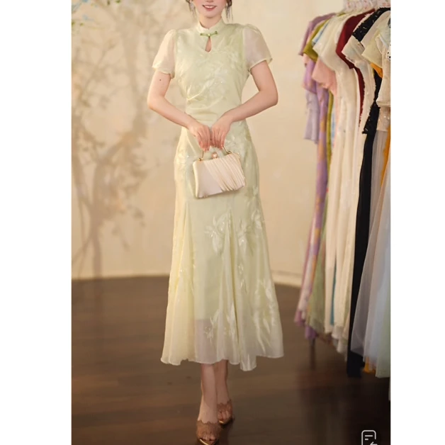 3店-温迪定制-1463（雨后清荷）连衣裙N965