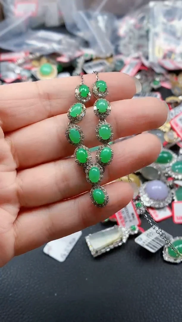 银S925镶嵌戒指翡翠天然A货缅甸翡翠