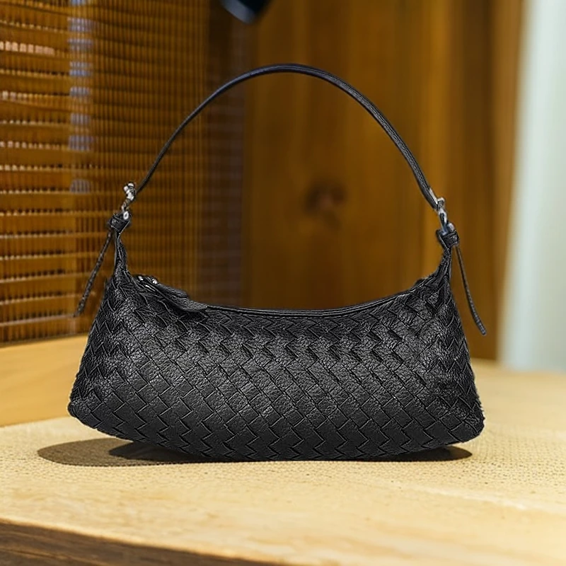 2025新款跨境百搭手工编织包腋下包女士手提包时尚单肩斜挎包