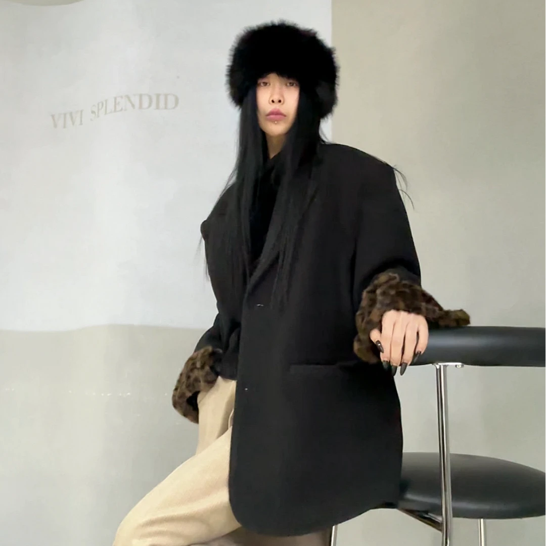 VIVISPLENDID19707#（定制款NO退NO换）夹毛毛大牌感西装裙