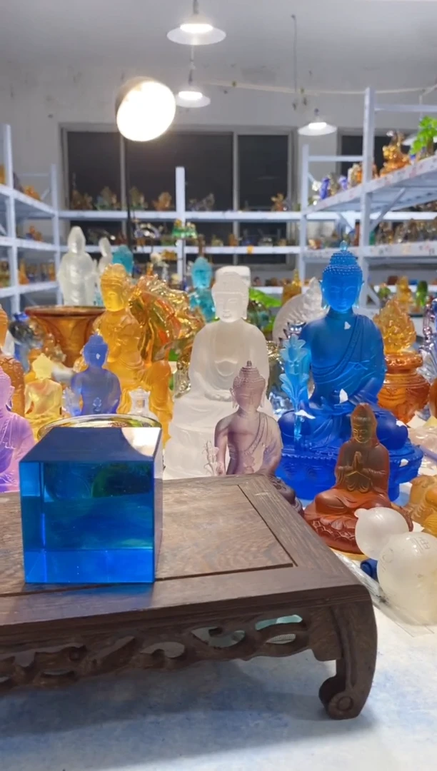 手工艺品琉璃全品蓝色底台 手工艺品 古法琉璃 假一罚十