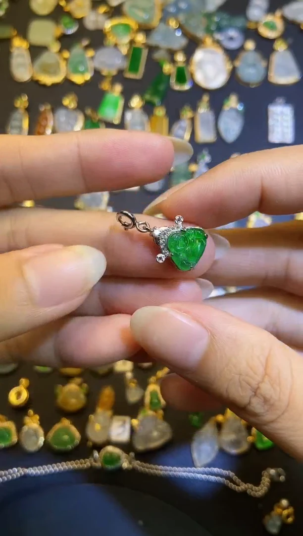 翡翠银S925镶嵌吊坠(不含链)1