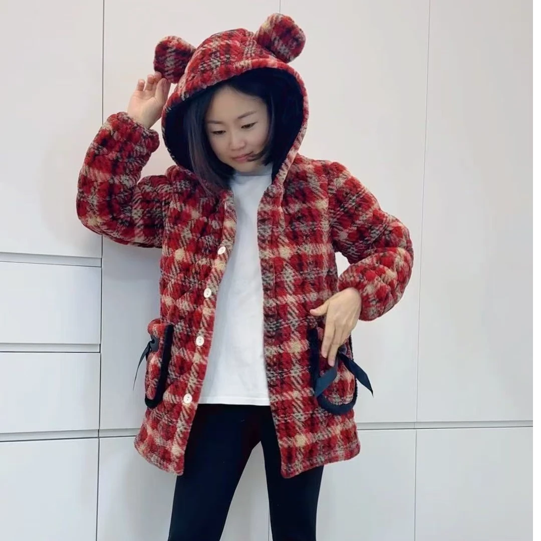 冬季加厚围裙罩衣加厚加绒女装外套棉服短款厚款棉袄家居服妈妈装