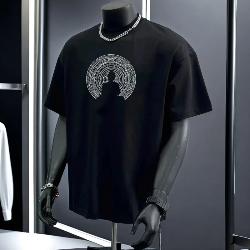 新款2025爆款半袖休闲高档男士短袖T恤夏季重磅纯棉潮牌百搭上衣