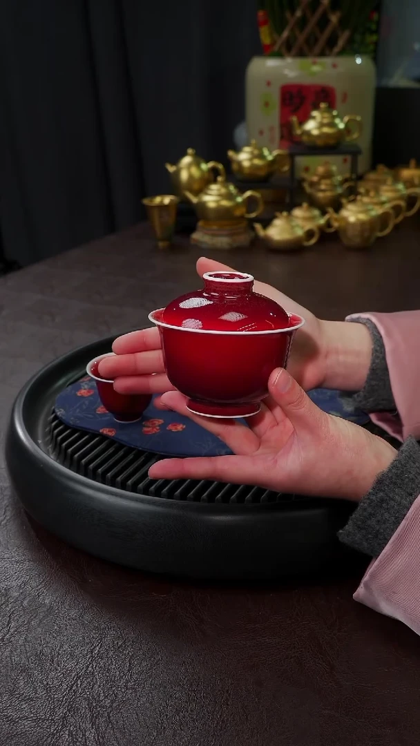 【闪购商品】杯【宜景窑郎红】盖碗