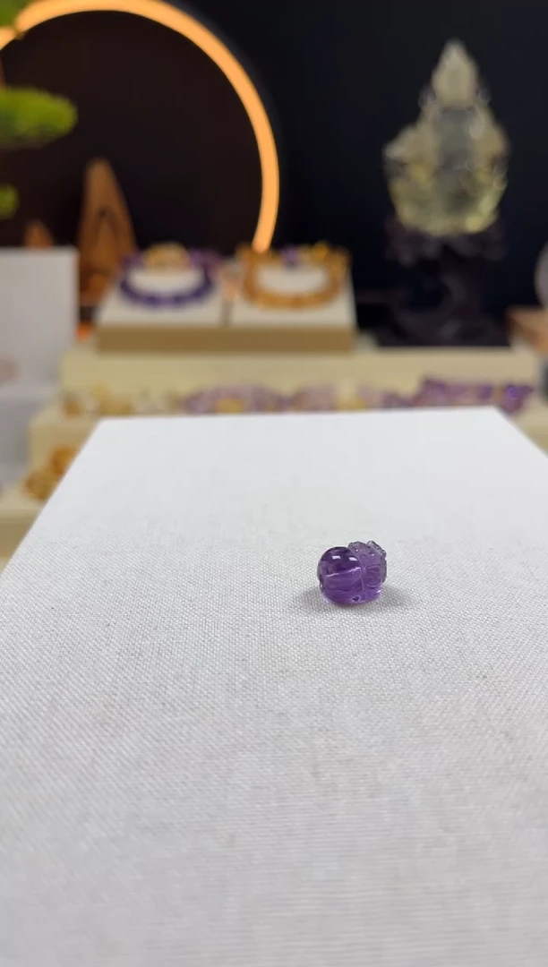 未镶嵌手链紫晶S****?天然紫水晶貔貅单珠8mm