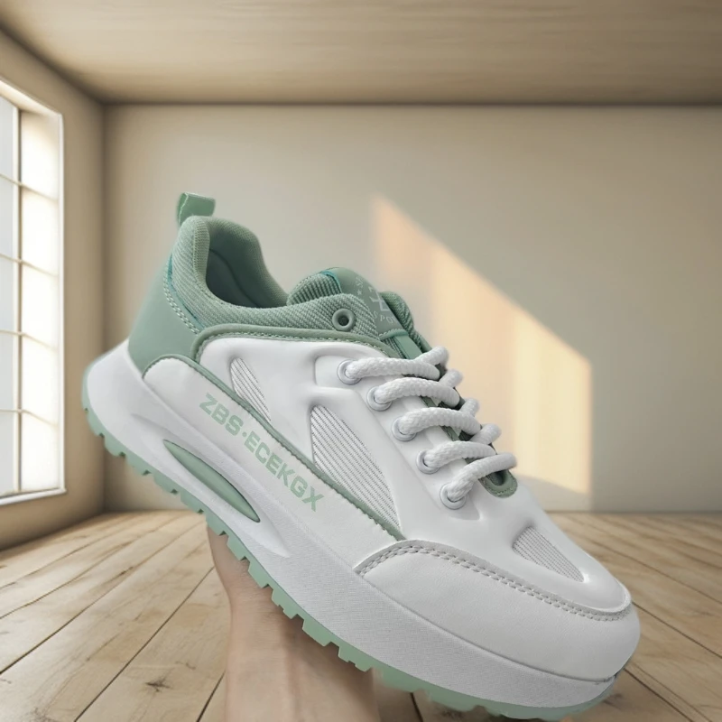 运动生活系列透气橡胶系带跑步鞋小白鞋潮流厚底6620