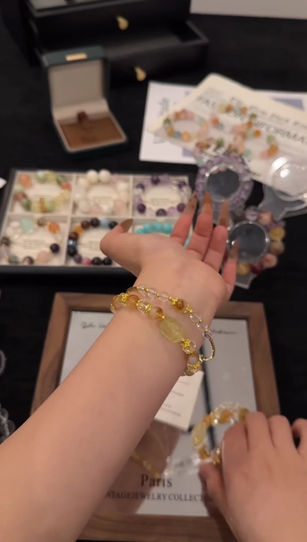 未镶嵌手链水晶黄塔晶套装x3449