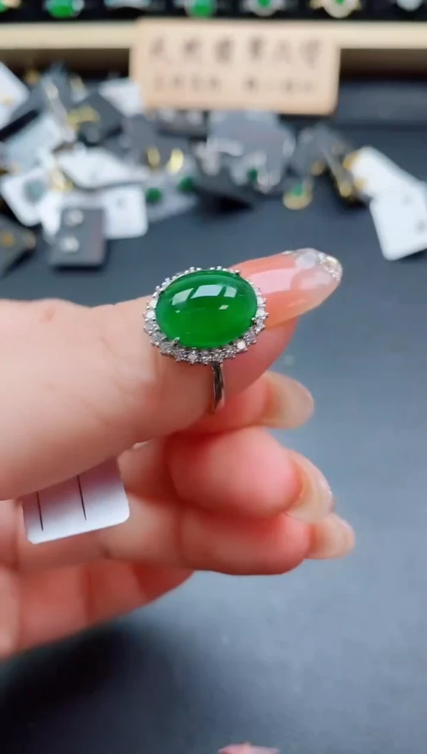 银S925镶嵌戒指翡翠1
