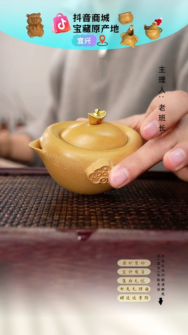 茶壶紫砂元宝手抓