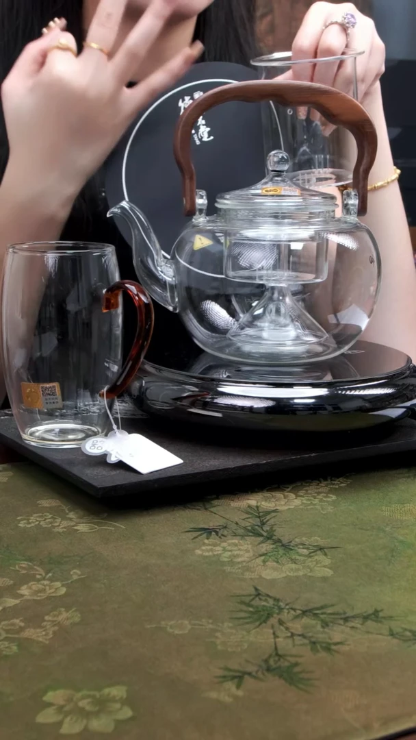 鼓韵电陶炉1300w+山雅壶 透明+清源杯 琥珀