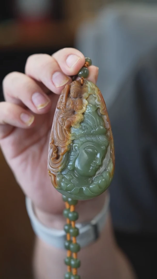 颈饰未镶嵌和田玉观音