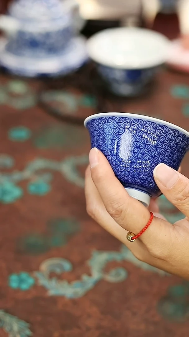 镹日陶柴窑手工手绘青花