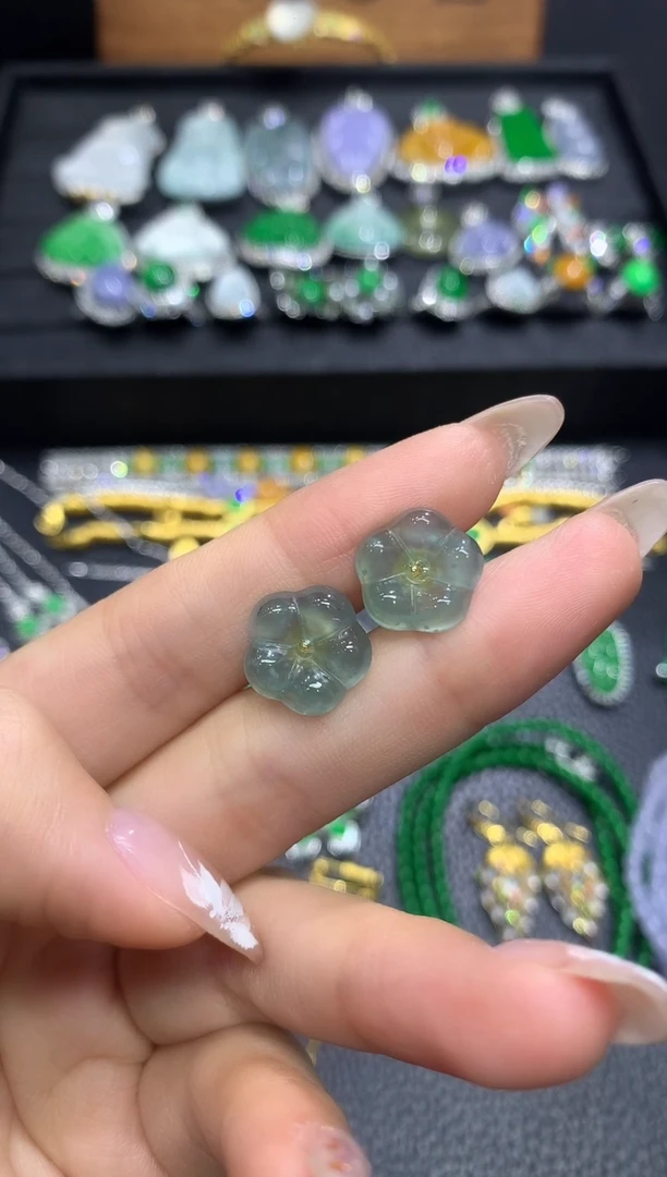 翡翠未镶嵌耳饰3不含链随机发货1件