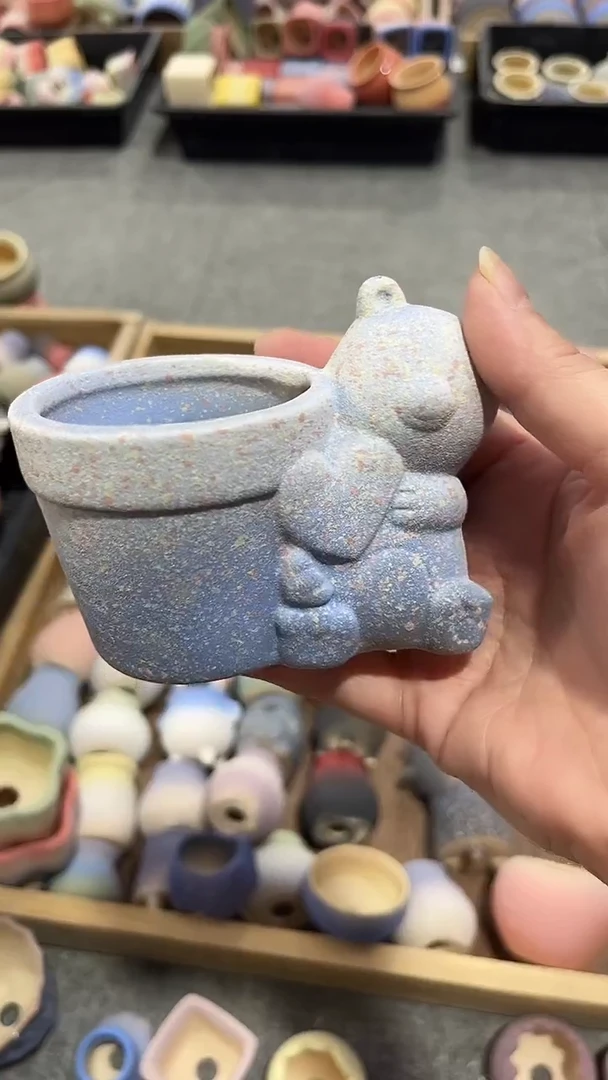 麦饭石粗陶小熊多肉花盆