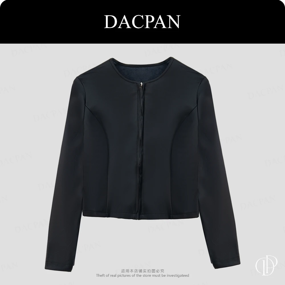 DACPAN-“拿破仑”圆领修身拉链皮外套  2025/盼·YP359