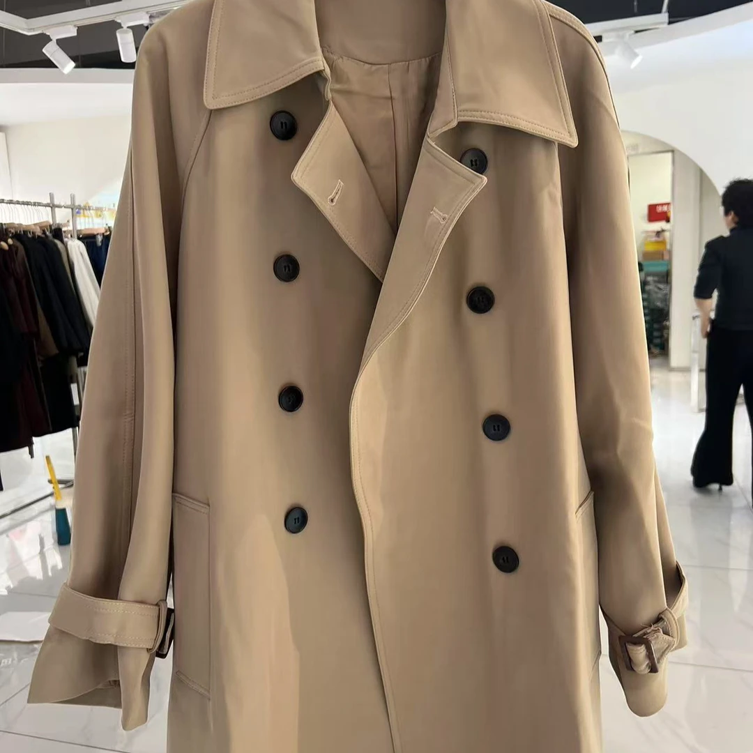 运动风法式时尚风短款百搭经典3D轻职风常规大衣风衣卡其色