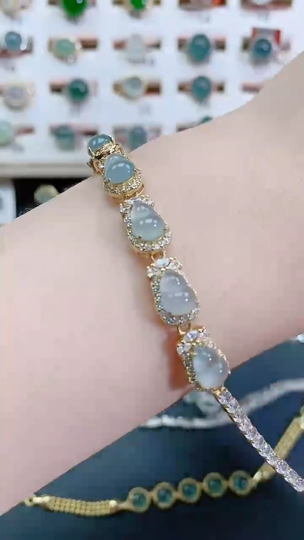 银S925镶嵌手链翡翠天然翡翠