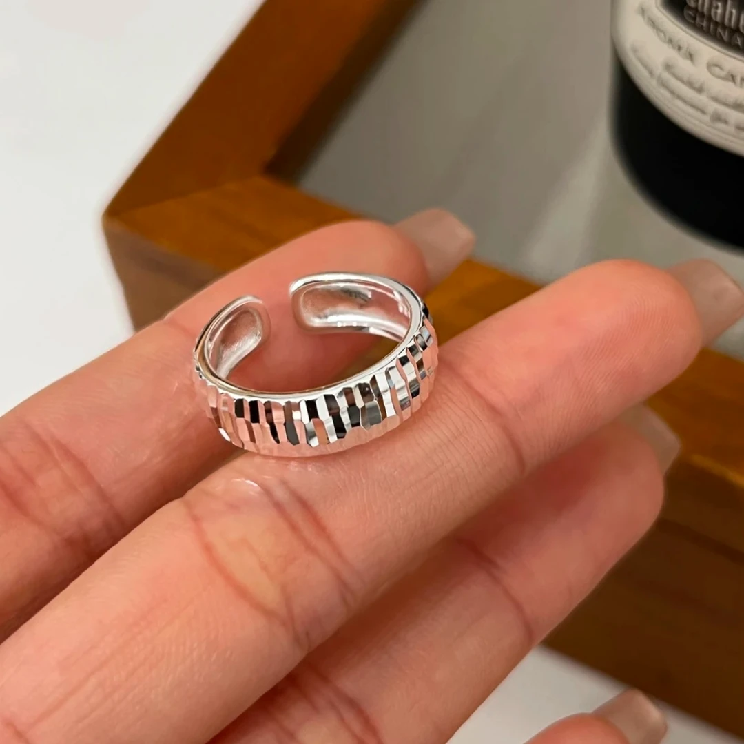 925银戒指 Fan~梵花 戒指S925银 鎏金戒指 时尚简约银戒素款