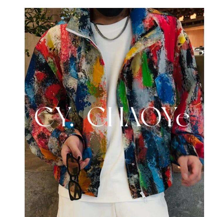 CY 【CHAOYE】潮牌新品喷绘工艺夏季休闲时尚宽松长袖防晒百搭外套