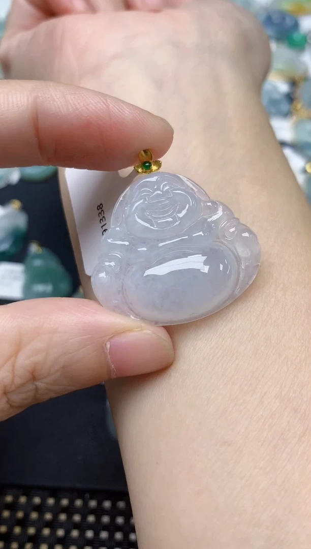颈饰18K金镶嵌翡翠天然缅甸A货翡翠