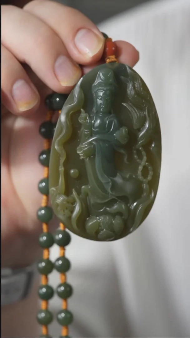 颈饰未镶嵌和田玉观音