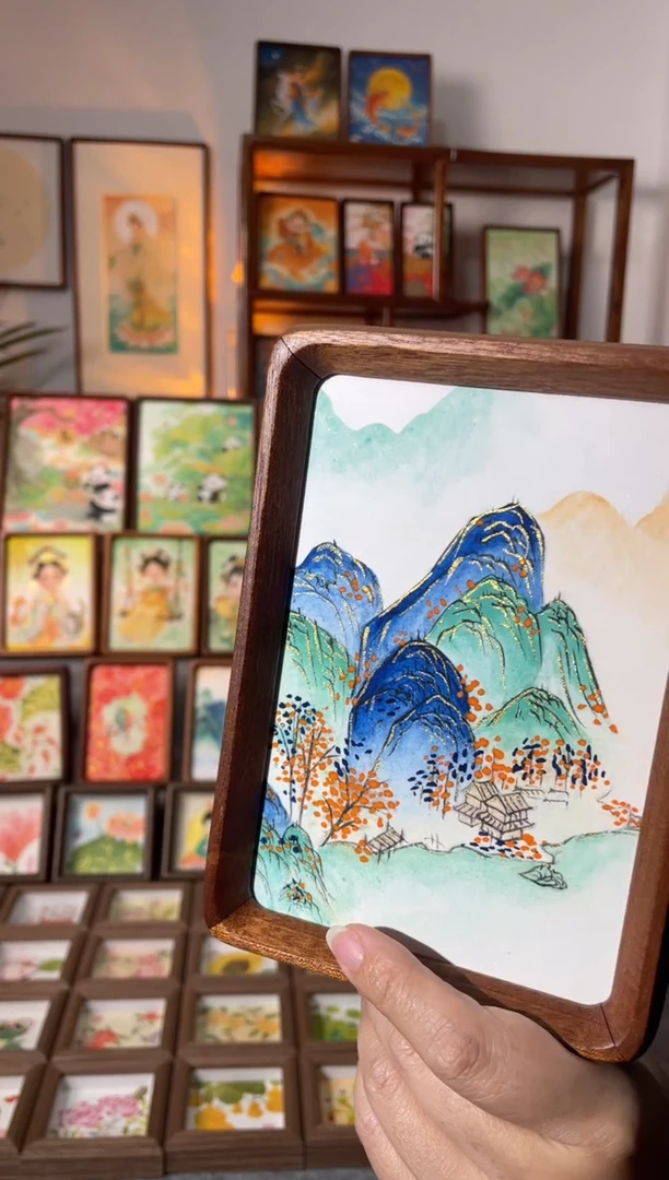 【闪购商品】国画【富春山居】纯手绘国画摆台