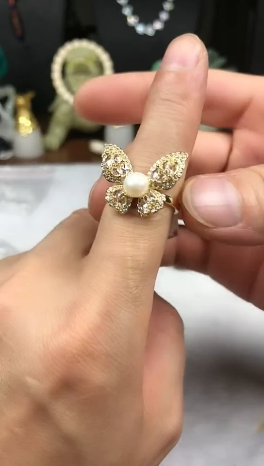 钛钢戒指淡水珍珠戒指