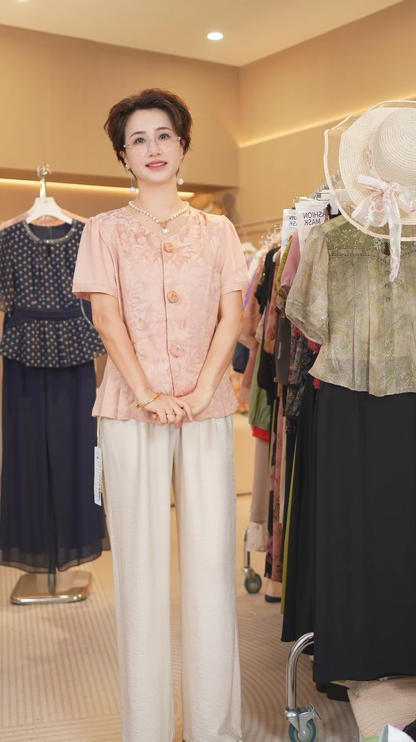 M1085 夏装两件套2025年时尚新款中国风休闲气质显瘦轻奢妈妈装