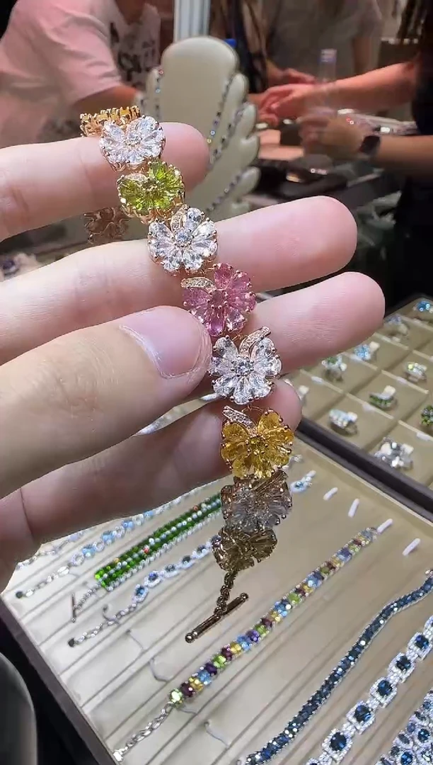 手链银S925镶嵌碧玺设计款多样性发