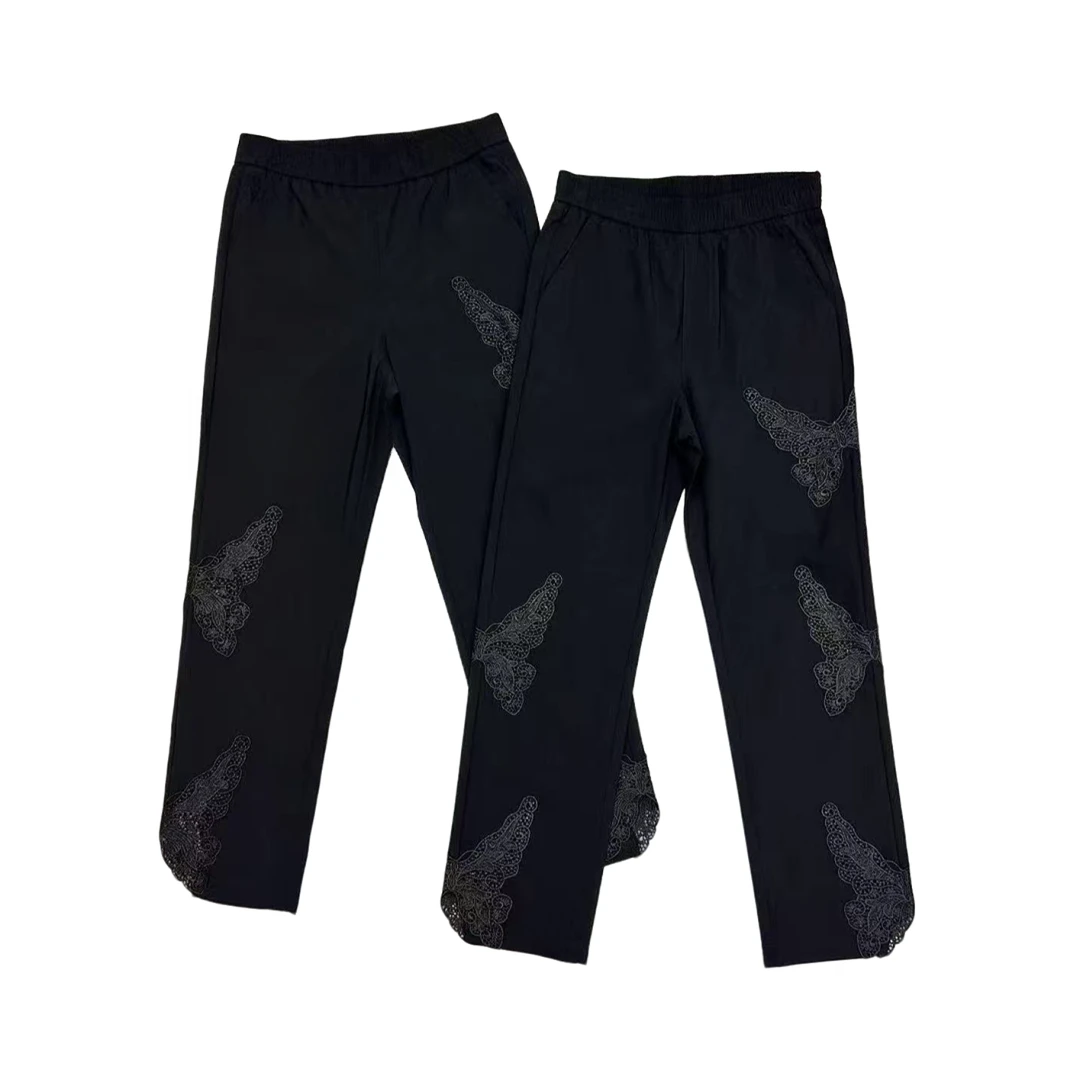 【合肥欢欢】“艾草防蚊裤”时尚蕾丝蝴蝶弹力显瘦烟管九分裤女夏9118