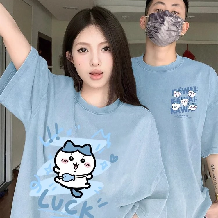 情侣装夏天款一男一女情侣短袖T恤上衣宽松纯棉2025新款爆款ins潮