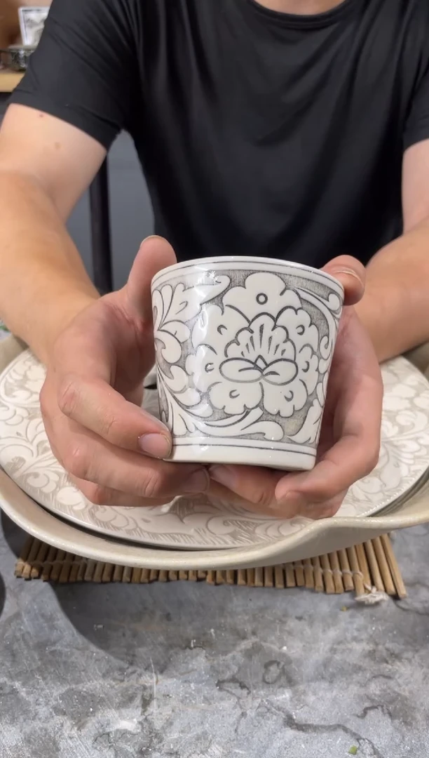 3号新品手工剔刻磁州窑嘎嘎好