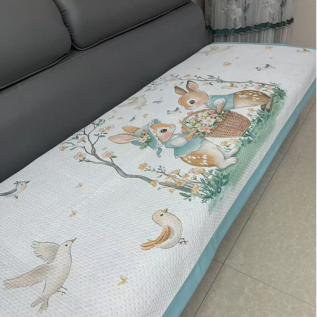 でんえんふう田园风可爱小兔90*200凉感丝沙发垫坐垫单人床盖