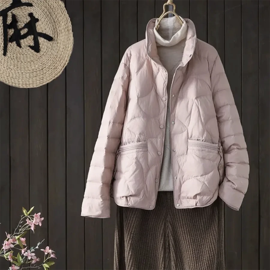 冬季百搭时尚宽松厚款保暖立领女士短款外套612