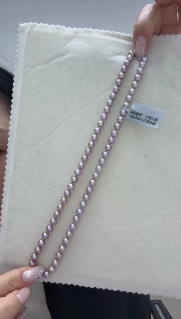 颈饰银S925镶嵌淡水珍珠紫 无核 6-6.5