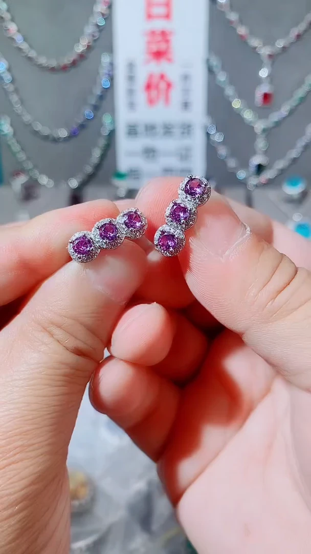 紫晶耳饰未镶嵌紫水晶耳扣