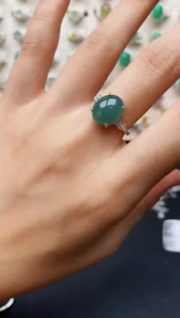 【闪购商品】翡翠戒指银S925镶嵌缅甸翡翠