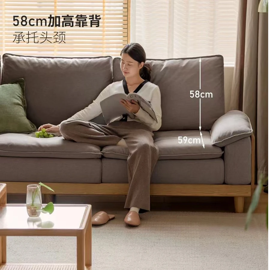 实木马赛沙发现代简约实木直排沙发客厅小户型豆腐块布沙发