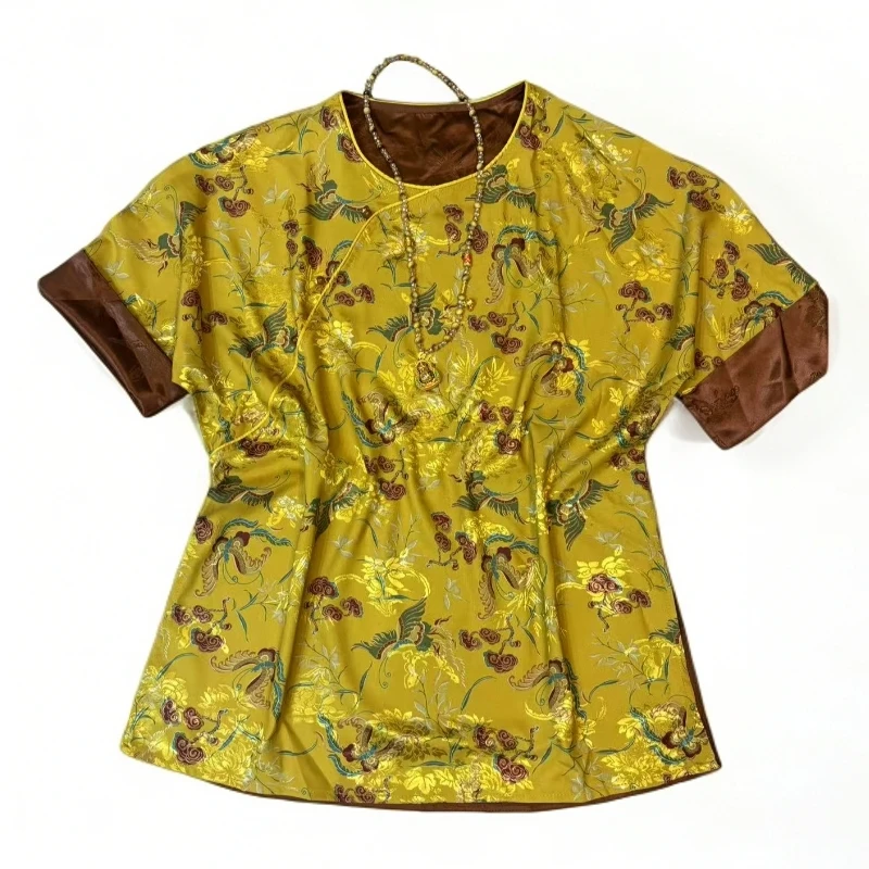 常规款休闲风常规圆领女装女士气质碎花时尚提花复古国风中式