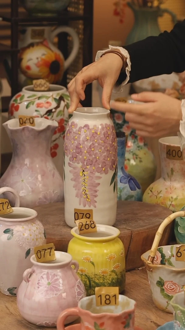 陶瓷景德镇设计师手作花器摆件侘寂风@M079@