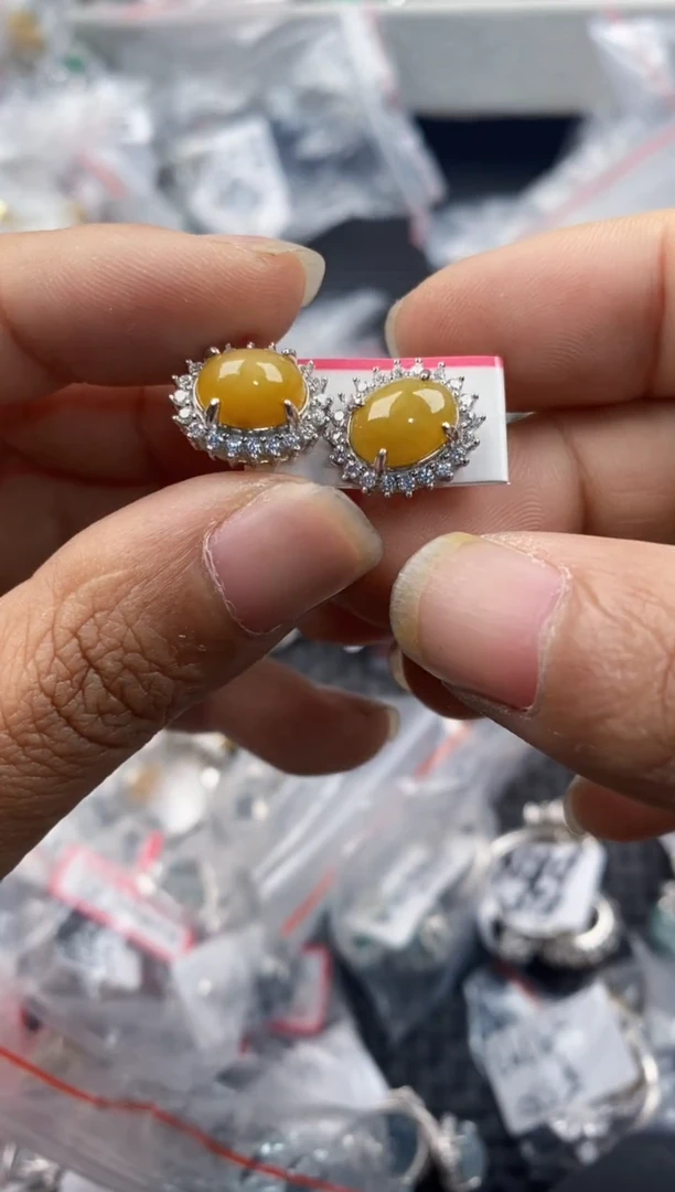 银S925镶嵌戒指翡翠444---1