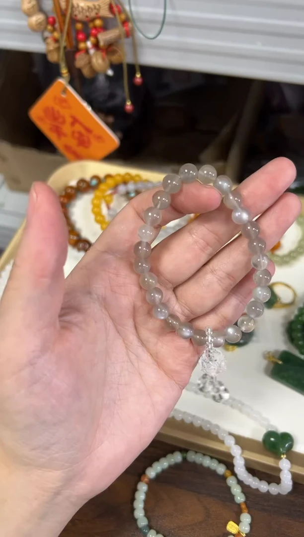 未镶嵌手链水晶白水晶莲花骨干搭配款手链[4552]