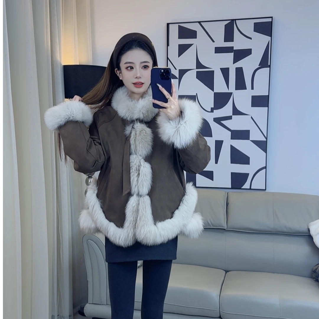 冬季新品高品质拼接毛毛外套