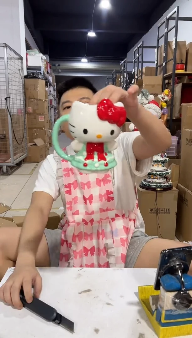 瓷片圣诞绿色裙子kt全身杯