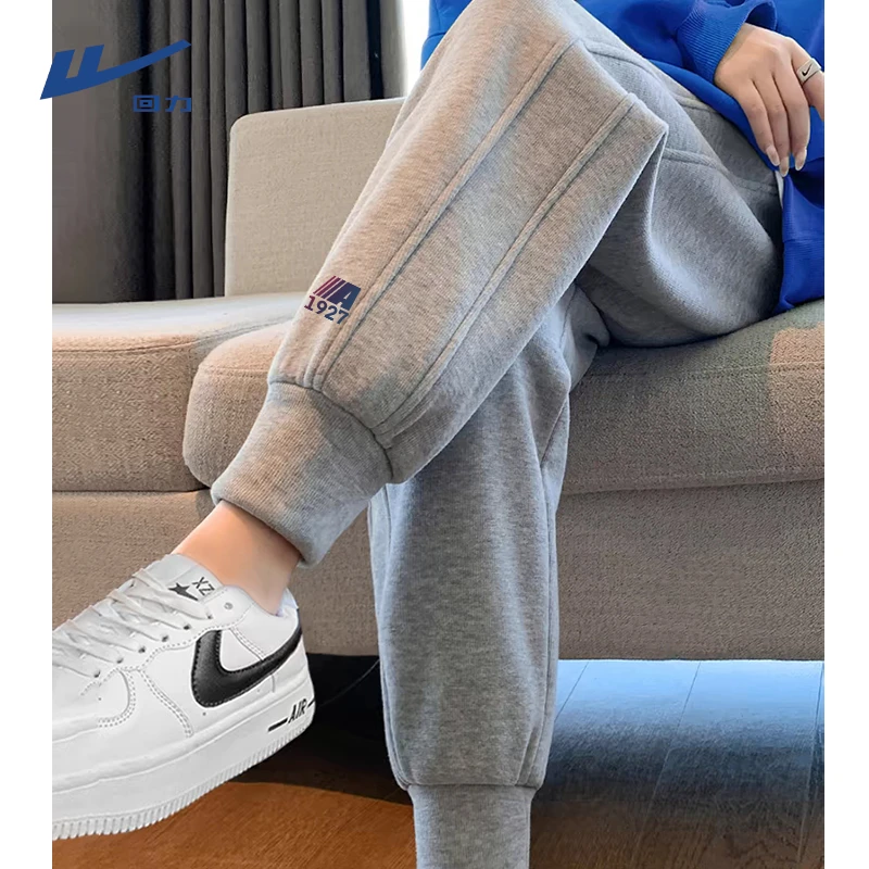 回力灰色运动裤子女春秋束脚裤卫裤女2025新款小个子显瘦休闲裤X