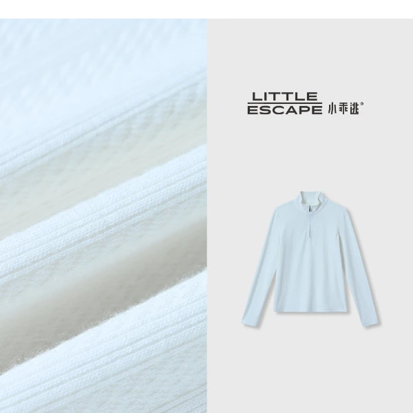 小乖逃双色！白色T恤黑色高领T恤竖条拉链POLO高领小个子TS8044